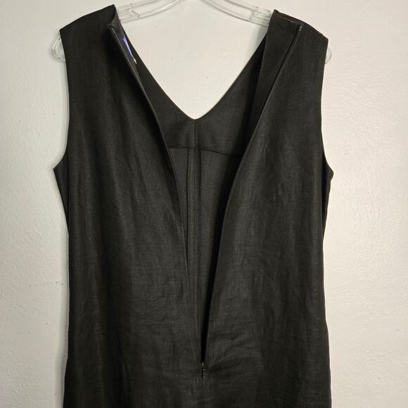 100% Linen Black Sleeveless Maxi Dress Size 12 Summer Fairy Grunge Classic - Picture 8 of 16